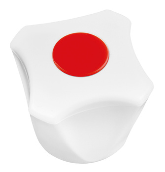 Pokrętło 4-kątne białe z zaślepką czerwoną