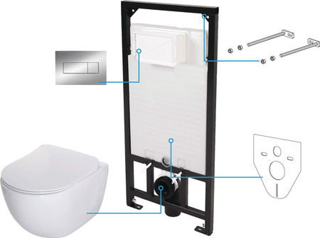 Zestaw WC podtynkowy 6 w 1 biały chrom CDES6ZPW