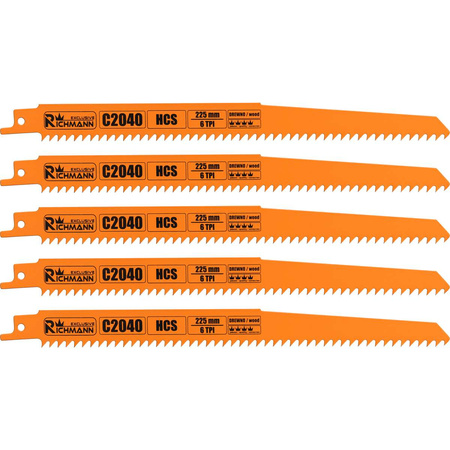 BRZESZCZOT DO PIŁY SZABLASTEJ DO DREWNA 225MM,HCS,6 TPI, 5 SZT/OPAK.