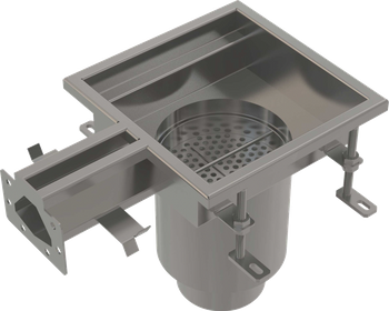 Przemysłowy odpływ punktowy z wpustem szczelinowym 250×250, stal nierdzewna AISI 316L