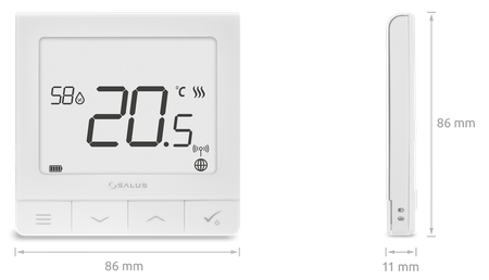 Salus bezprzewodowy, natynkowy regulator temperatury SQ610RF Quantum, akumulatorowy, biały