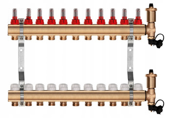 Rozdzielacz mosiężny do ogrzewania podłogowego podłogówki 11 sekcji