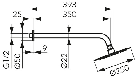 Zestaw natryskowy z deszczownią 250mm slim, czarny