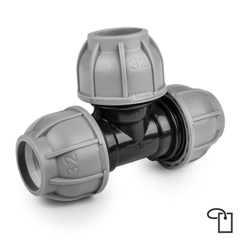 PN10 Trójnik do rur PE 25mm - metka
