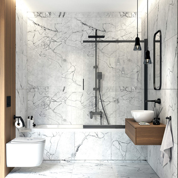 Deszczownica z baterią wannową - ruchoma wylewka składana nero Alpinia NAC N1AM