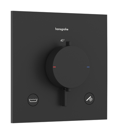 HG Ecostat Comfort E Bateria termostatyczna do 2 odbiorników zgodna z normą EN 1717, podtynkowa, Czarny Matowy