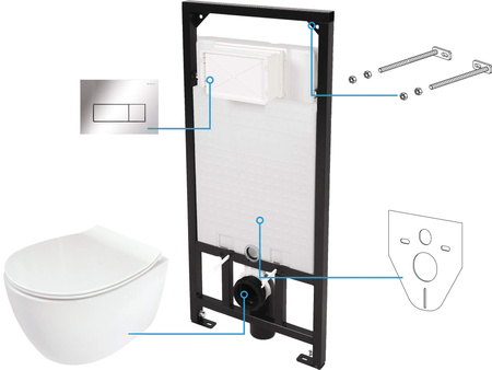 Zestaw WC podtynkowy 6 w 1 biały chrom CDLS6ZPW