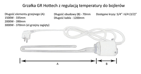 Grzałka GR z regulacją do bojlerów - regulacja temperatury wody 5/4"