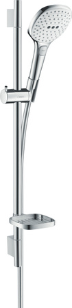 HG Raindance Select E Zestaw prysznicowy 120 3jet EcoSmart z drążkiem 65 cm i mydelniczką, Biały/Chrom