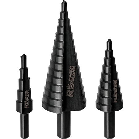 WIERTŁA STOPNIOWE DO METALU 4-32 MM 3 ELEM. ALU. PUDEŁKO