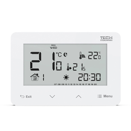 Bezprzewodowy regulator pokojowy dwustanowy (panel przedni ze szkła) ST-293z v2 biały
