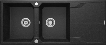 Zlewozmywak granitowy 2-komorowy z ociekaczem grafit stal ZQN 2213