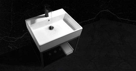 Konsola łazienkowa wisząca z umywalką - 50x50 cm nero biały CDTW6U5S