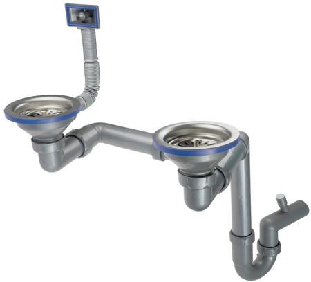 Syfon do zlewozmywaka stalowego 1.5- i 2-komorowego stal ZXY 9956