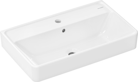 HG Xanuia Q Umywalka wisząca Compact 650/390 z otworem na baterię, z przelewem, Biały