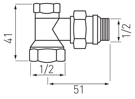 Zawór grzejnikowy odcinający kątowy 1-2"