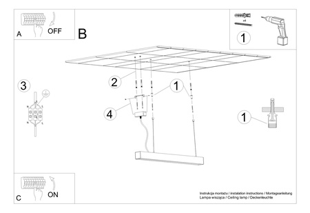 Lampa wisząca PINNE 150 szara 4000K