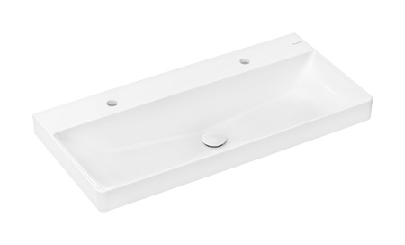 HG Xelu Q Umywalka wpuszczana w blat 1000/480, szlifowana z 2 otworami na baterie, bez przelewu, SmartClean, Biały