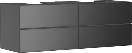 HG Xevolos E Szafka pod 2 szlifowane umywalki wpuszczane w blat/nablatowe z 4 szufladami 1570/550, Szary Łupek Mat. Kolor frontu: Szary Łupek Metal.
