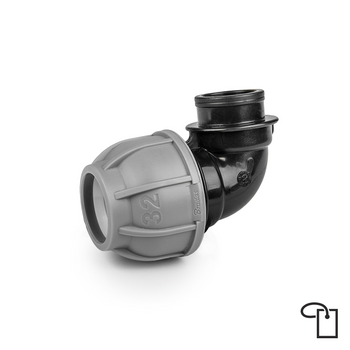 PN10 Kolanko do rur PE 25mm / GW1/2" - metka