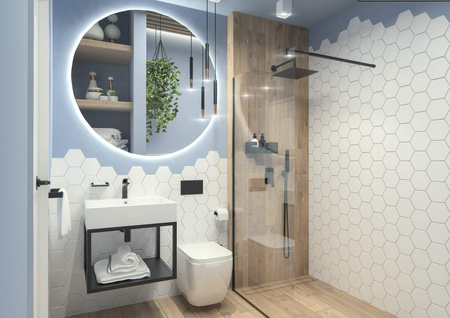 Konsola łazienkowa wisząca z umywalką - 60x50 cm nero biały CDTW6U6S