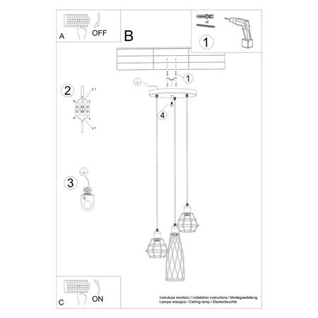 Lampa wisząca SUBA 3P czarna