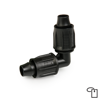 QJ Kolanko do rur PE 16mm - metka