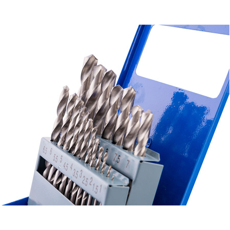 WIERTŁA DO METALU 1-10 MM 19 ELEM. METALOWE PUDEŁKO