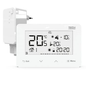 Bezprzewodowy regulator pokojowy dwustanowy (panel przedni ze szkła) ST-293 v2 biały