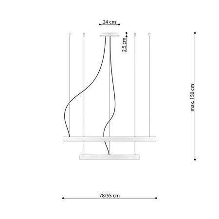 Żyrandol RIO 2 55/78 czarny LED 3000K