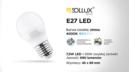 Żarówka LED E27 4000K 7,5W 690lm