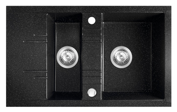 MEZZO II zlewozmywak granitowy 1,5-komorowy 48/79, GrafitShine