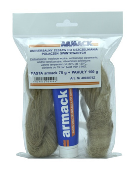 Pasta uszczelniająca armack 75g + włókno konopne warkocz 100g (zestaw) WODA C.O. GAZ