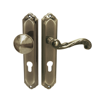 RETRO gałko-klamka-prawa na szyldzie długim na wkładkę