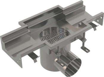 Przemysłowy odpływ punktowy z wpustem skrzynkowym 250×250-135, stal nierdzewna AISI 316L