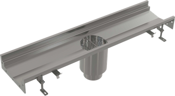 Przemysłowy odpływ punktowy z wpustem skrzynkowym 250×250-210, stal nierdzewna AISI 304