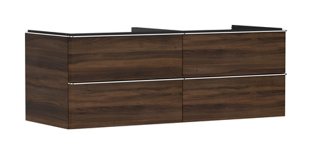HG Xelu Q Szafka pod umywalkę nablatową z 4 szufladami 1360/550, Ciemny Orzech, Kolor uchwytów: Chrom