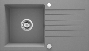 Zlewozmywak granitowy 1-komorowy z ociekaczem szary metalik stal ZQZ S113