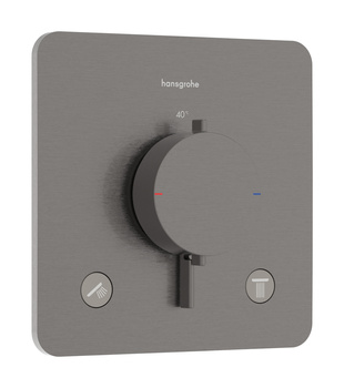 HG Ecostat Comfort Q Bateria termostatyczna do 2 odbiorników, podtynkowa, Czarny Chrom Szczotkowany