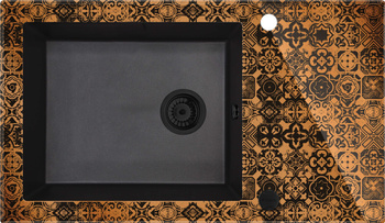 Zlewozmywak szklano-granitowy 1-komorowy z ociekaczem Grafika, grafit metalik nero ZSC GM2C