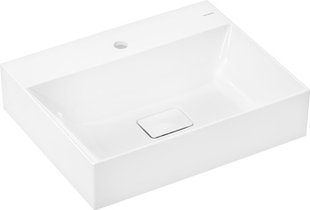HG Xevolos E Umywalka wpuszczana w blat 600/480, szlifowana z otworem na baterię, bez przelewu, SmartClean, Biały