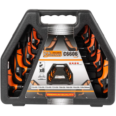 KLUCZE TORX UCHWYT "T"  T15-T50 8 ELEM.