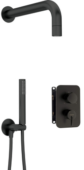 Zestaw prysznicowy podtynkowy z BOXem mieszaczowym - z główką natryskową stała nero Silia BXYZNQSM