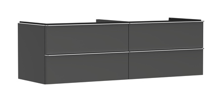 HG Xelu Q Szafka pod umywalkę nablatową z 4 szufladami 1560/550, Szary Diament Matowy, Kolor uchwytów: Chrom