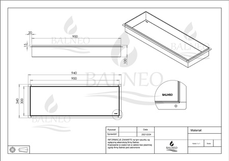 WALL-BOX NO RIM - Półka wnękowa bezramkowa INOX 90x30x10 cm