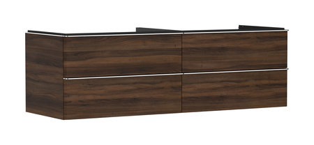 HG Xelu Q Szafka pod umywalkę nablatową z 4 szufladami 1560/550, Ciemny Orzech, Kolor uchwytów: Chrom