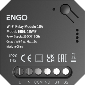 Smart Relay - inteligentny przekaźnik WIFI do systemu ENGO Smart, 1x16A, NO-COM