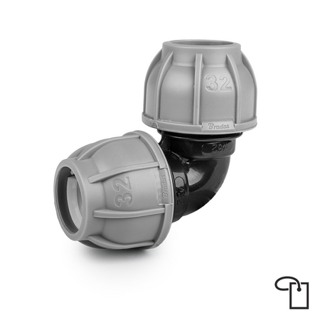 PN10 Kolanko do rur PE 32mm - metka