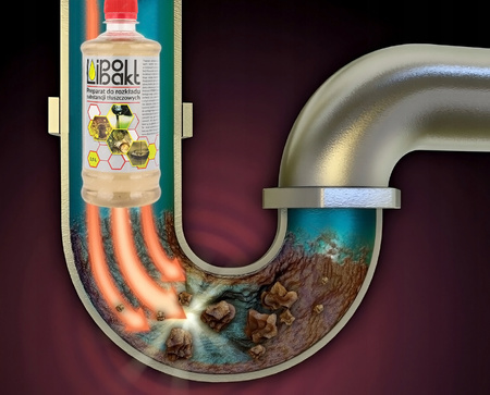 ŚRODEK DO UDRAŻNIANIA ODPŁYWÓW RUR PŁYN ROZKŁADA TŁUSZCZ LIPOBAKT 500ML