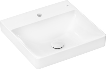 HG Xelu Q Mała umywalka wisząca 500/480 z otworem na baterię, bez przelewu, SmartClean, Biały